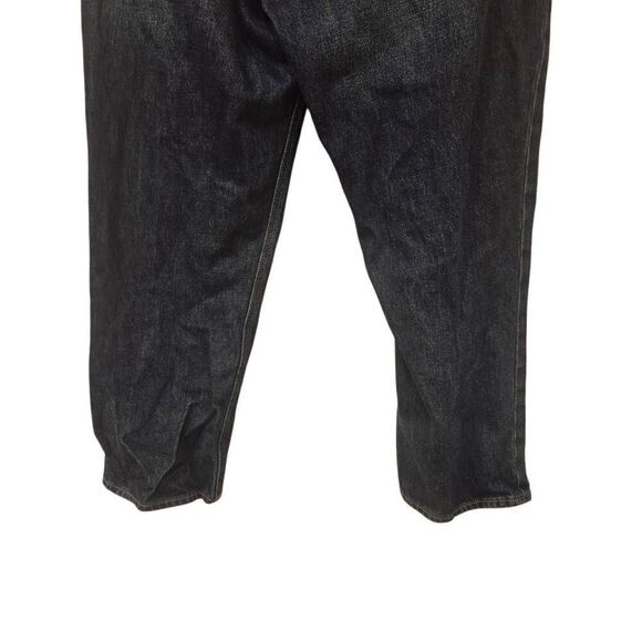 Old Navy Women's Dark Wash High Rise Button Fly Slouchy Straight Cotton Jeans - Picture 8 of 11